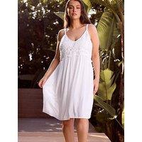 Yours Curve Crochet Bust Crinkle Dress - White