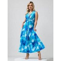 Yours Curve Abstract Knot Dress - Blue