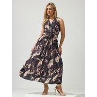 Yours Curve Abstract Knot Dress - Brown