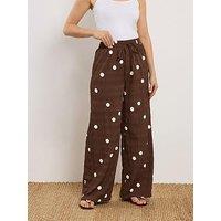 Long Tall Sally Tall Spot Textured Wide Leg Trouser 34"