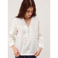 Monsoon Jayla Lace Linen Top - White