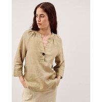 Monsoon Gianna Linen Top - Green