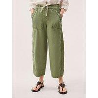 Monsoon Megan Twill Barrel Trousers - Green
