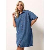 Yours Curve Denim Shirt Dress - Blue