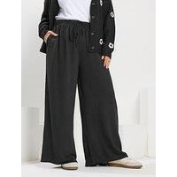 Yours Curve Washed Twill Wide Leg Trouser 28"