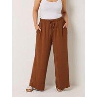 Yours Curve Washed Twill Wide Leg Trouser - Orange