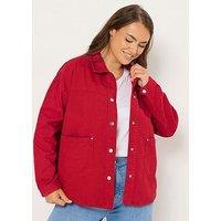 Yours Curve Denim Shacket - Red