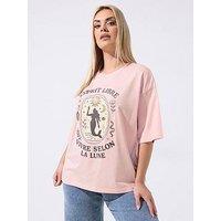 Yours Curve La Lune T-Shirt - Pink