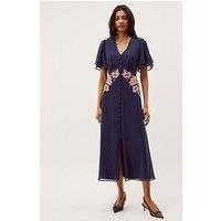 Monsoon Coraline Embroidered Dress - Blue