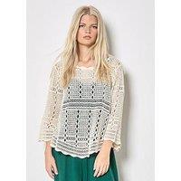 Apricot Effortless Crochet Bell Slv Top
