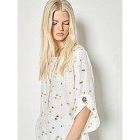 Apricot Foil Fan Hi-Lo Oversized Top