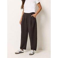 Pixiegirl Petite Textured Jersey Barrel Trousers - Brown