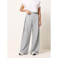 Pixiegirl Petite Pleat Wrap Wide Leg Trousers - Grey
