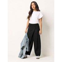 Pixiegirl Petite Jersey Wrap Button Trouser - Black