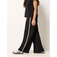 Pixiegirl Petite Side Stripe Wide Leg Trousers - Black