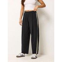 Pixiegirl Petite Side Stripe Barrel Trousers - Black