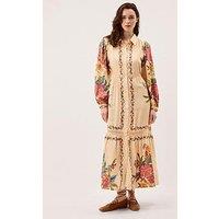 Monsoon Rosaleigh Long Sleeve Floral Maxi Dress - Cream