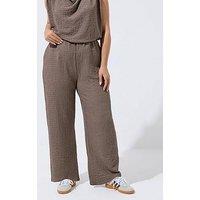 Yours Curve Textured Trouser - Brown