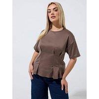 Yours Curve Seam Detail Top - Brown