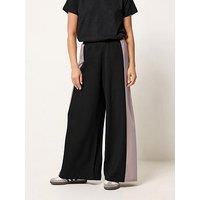 Pixiegirl Petite Side Panel Wide Leg Trousers - Black