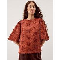 Monsoon Harika Floral Embroidered Top - Brown