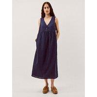 Monsoon Posey Linen Dress - Blue