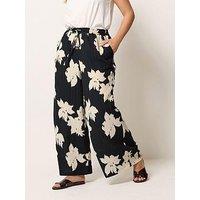 Yours Curve Floral Print Wide Leg Trouser