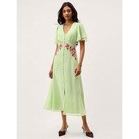 Monsoon Coraline Embroidered Dress - Green