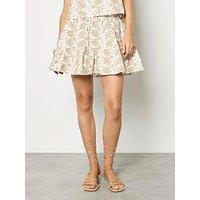 Apricot Embroidered Floral Mini Skirt