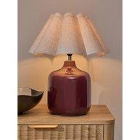 The Very Collection Burgundy Table Lamp With Pleated Shade