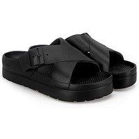 Totes Totes Solbounce Ladies Cross Front Buckle Slider - Black