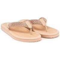 Totes Ladies Beaded Wedge Flip Flop - Nude
