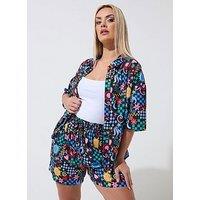 Yours Curve Shorts Co-Ord Set - Black