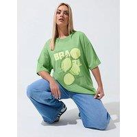 Yours Curve Brazil Longline T-Shirt - Green