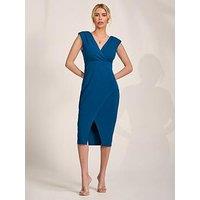 Jolie Moi V-Neck Split Bodycon Dress - Blue