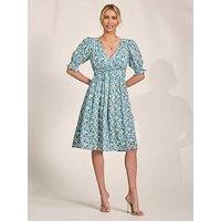 Jolie Moi Puff Sleeve Midi Dress - Blue