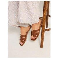 Yours Wide Fit Cut Out Mule Sandal - Brown