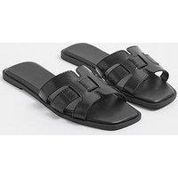 Yours Wide Fit Cut Out Mule Sandal - Black