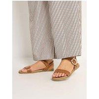 Yours Extra Wide Fit 2 Part Brushed Buckle Sandals - Brown