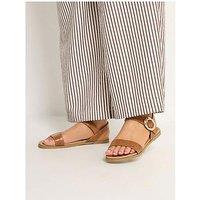 Yours Wide Fit 2 Part Brushed Buckle Sandals - Brown