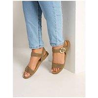 Yours Extra Wide Fit 2 Part Brushed Buckle Sandals - Khaki