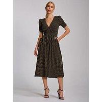 Jolie Moi Short Sleeve Printed Jersey Midi Dress - Navy