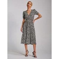 Jolie Moi Short Sleeve Printed Jersey Midi Dress - White