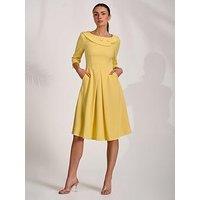 Jolie Moi Sloan 3/4 Sleeve Midi Dress - Yellow