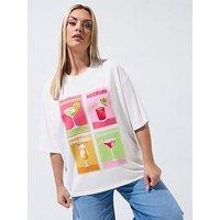 Yours Curve Drink Print T-Shirt - White