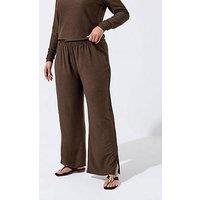 Yours Curve Texture Wide Leg Trousers - Blue