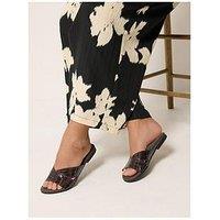 Yours Extra Wide Fit V Cut Mule - Brown