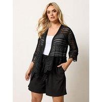 Yours Curve Waterfall Cardigan - Black
