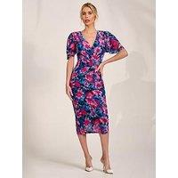 Jolie Moi Angel Sleeve Mesh Bodycon Dress - Pink