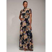 Jolie Moi Turtle Neckline Mesh Maxi Dress - Yellow